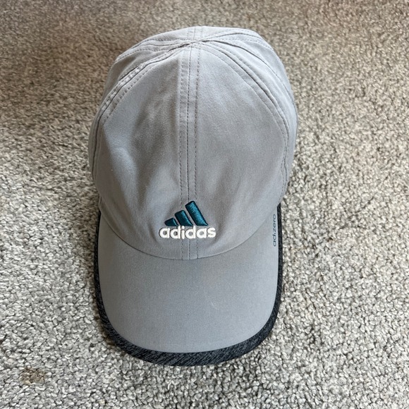 adidas Accessories - Adidas Adizero Running Hat Womens Grey Teal Adjustable Performance Cap athletic